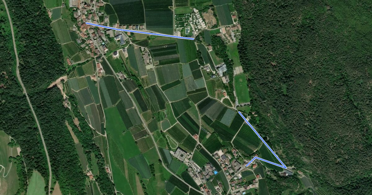 Маршрут Wanderweg 1 на спутниковом снимке