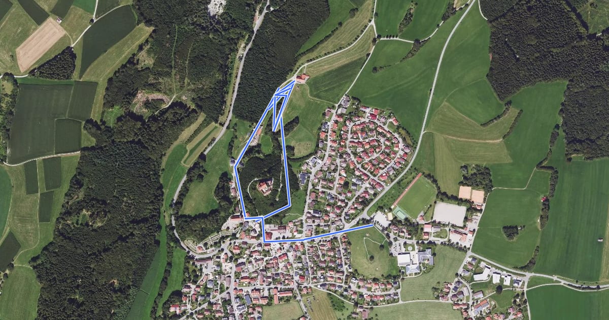 Маршрут Wanderweg 1 der Gemeinde Waldburg на спутниковом снимке