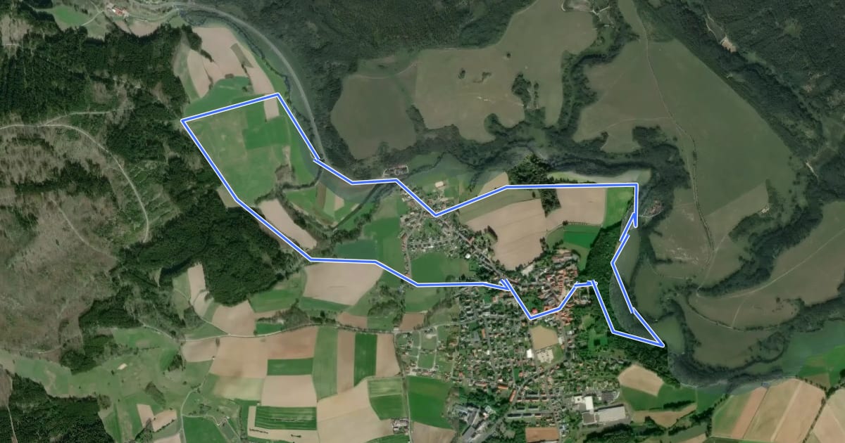 Маршрут Wanderweg 1 Hohenberg a.d. Eger на спутниковом снимке