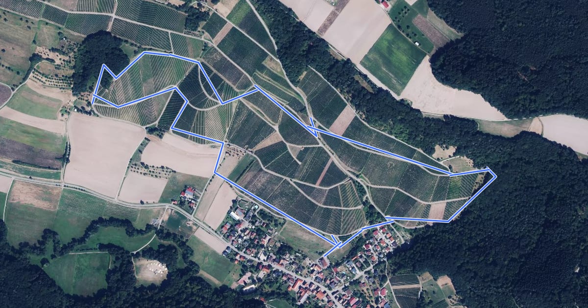 Маршрут Wanderweg 1 Kelter Geddelsbach на спутниковом снимке