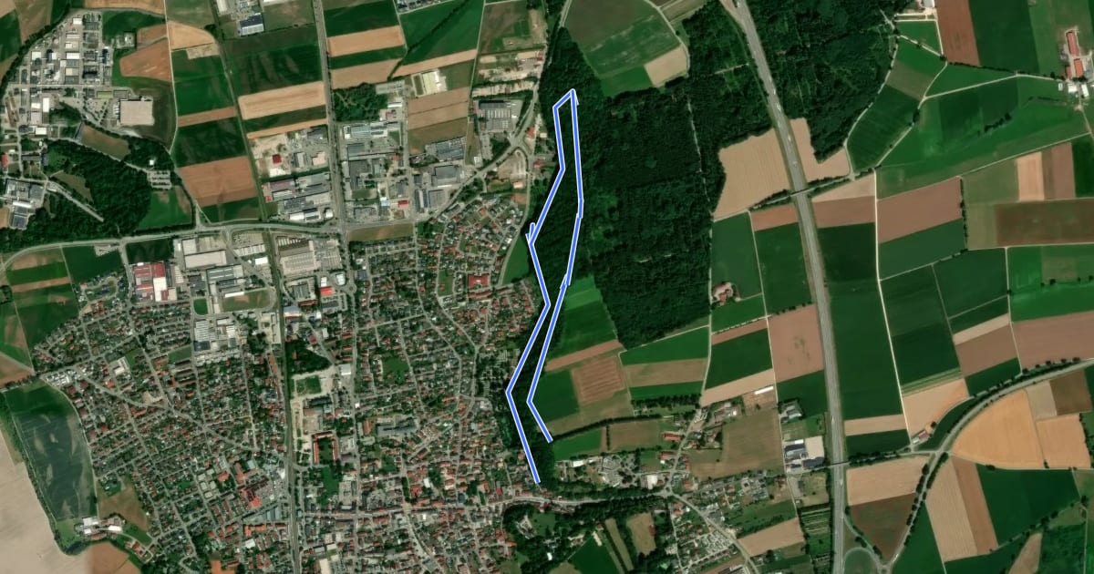 Маршрут Wanderweg 1 Stadt Illertissen на спутниковом снимке