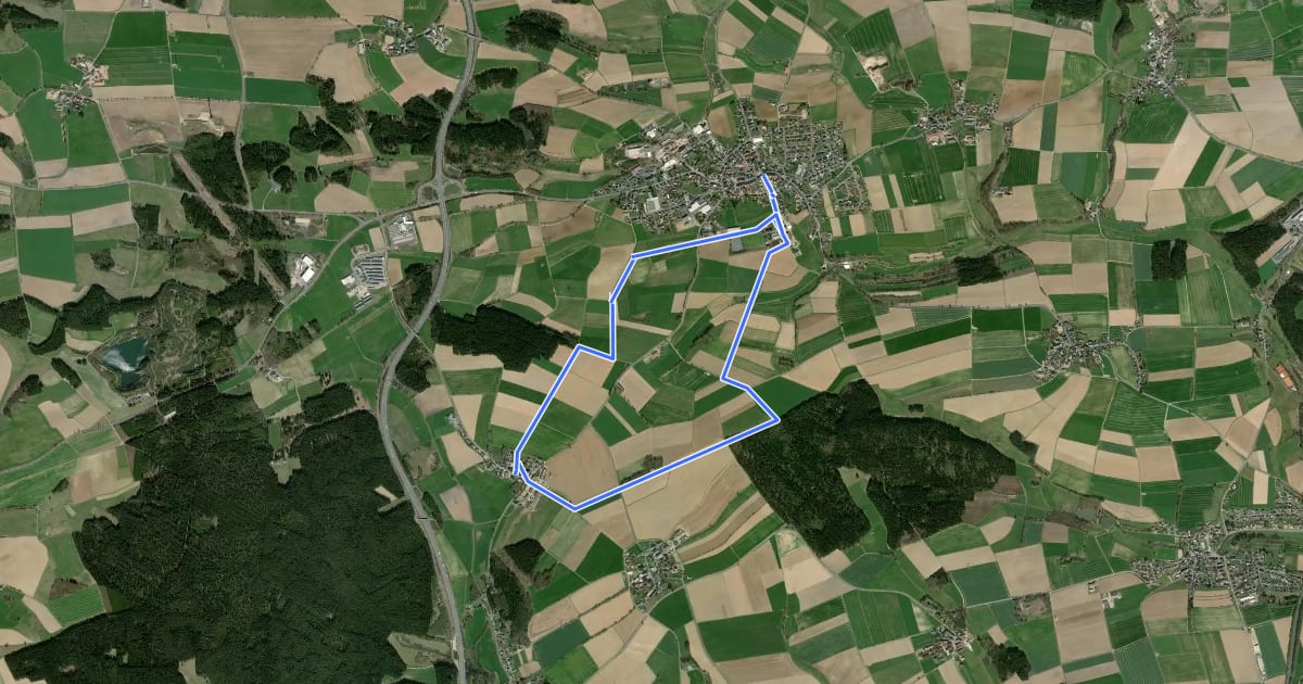 Маршрут Wanderweg 1 Thiersheim на спутниковом снимке