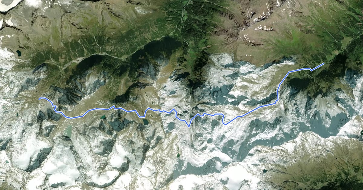 Маршрут Wanderweg 102 - Stubai на спутниковом снимке