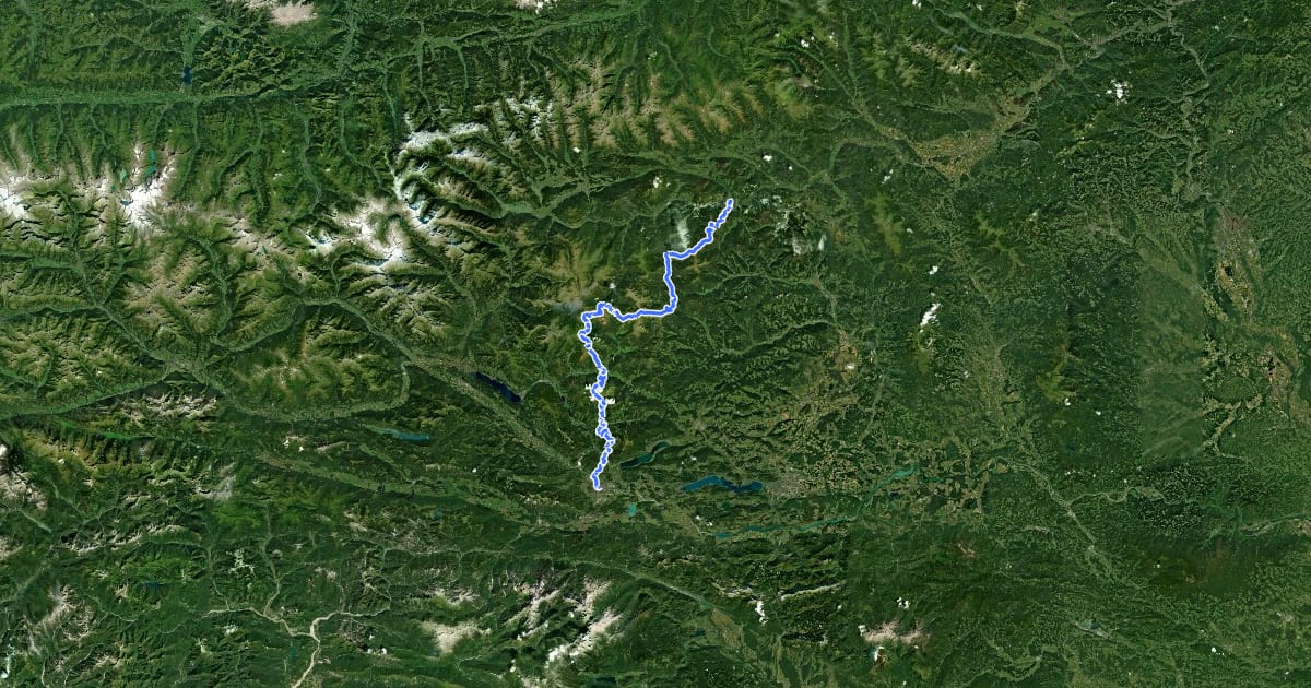 Маршрут Wanderweg 109 Salzsteigweg на спутниковом снимке