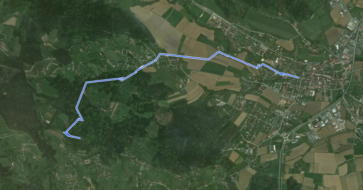 Маршрут Wanderweg 12 на спутниковом снимке