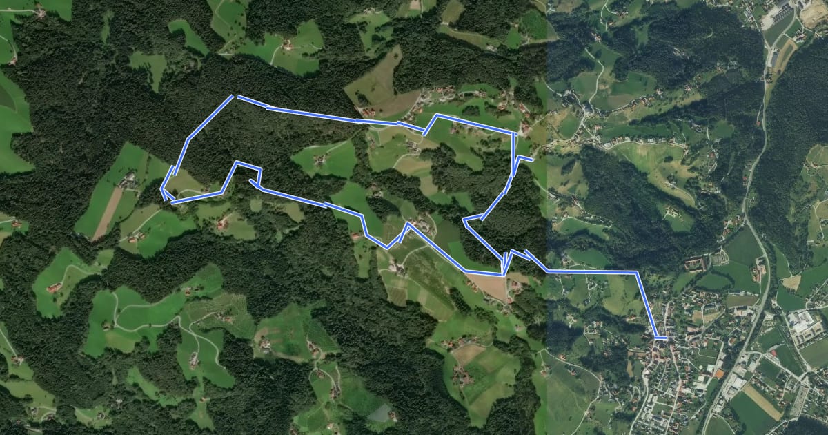 Маршрут Wanderweg 13 Panoramaweg на спутниковом снимке