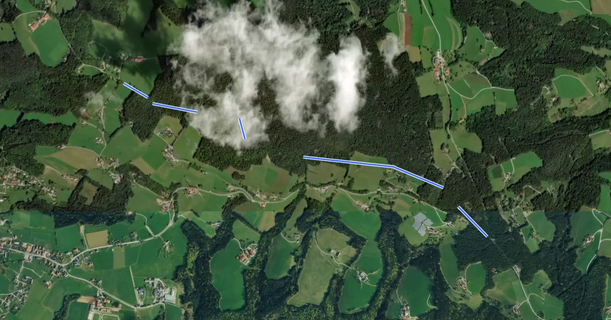 Маршрут Wanderweg 15 на спутниковом снимке