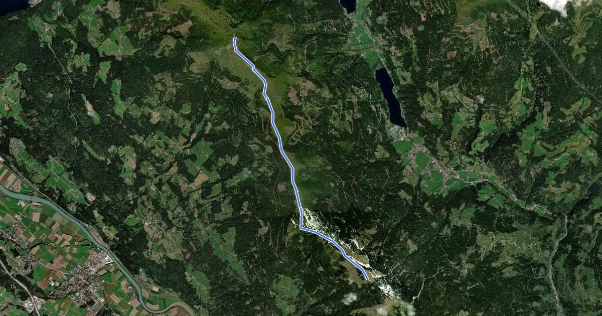 Маршрут Wanderweg 180 Mirnock - Schwarzsee на спутниковом снимке