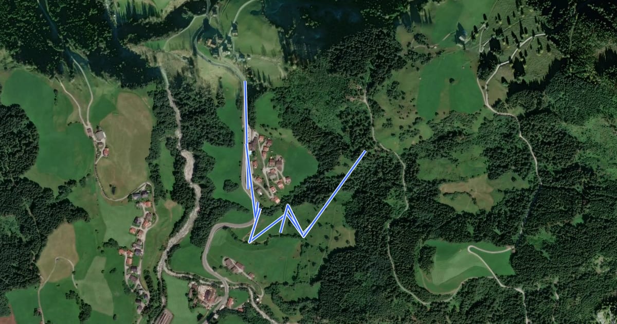Маршрут Wanderweg 19b - Kreuzweg на спутниковом снимке