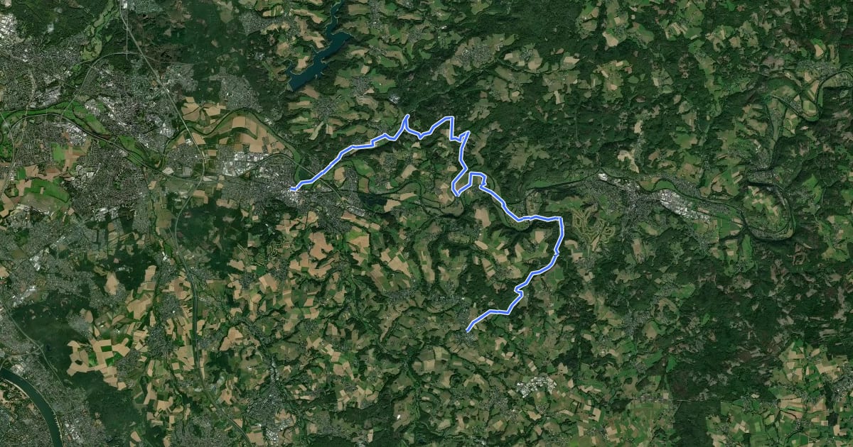 Маршрут Wanderweg 1a des KEV Etappe 1 на спутниковом снимке