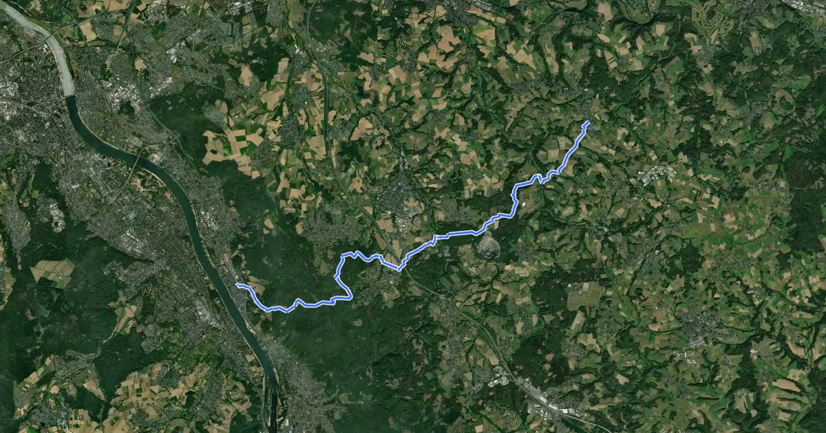 Маршрут Wanderweg 1a des KEV Etappe 2 на спутниковом снимке