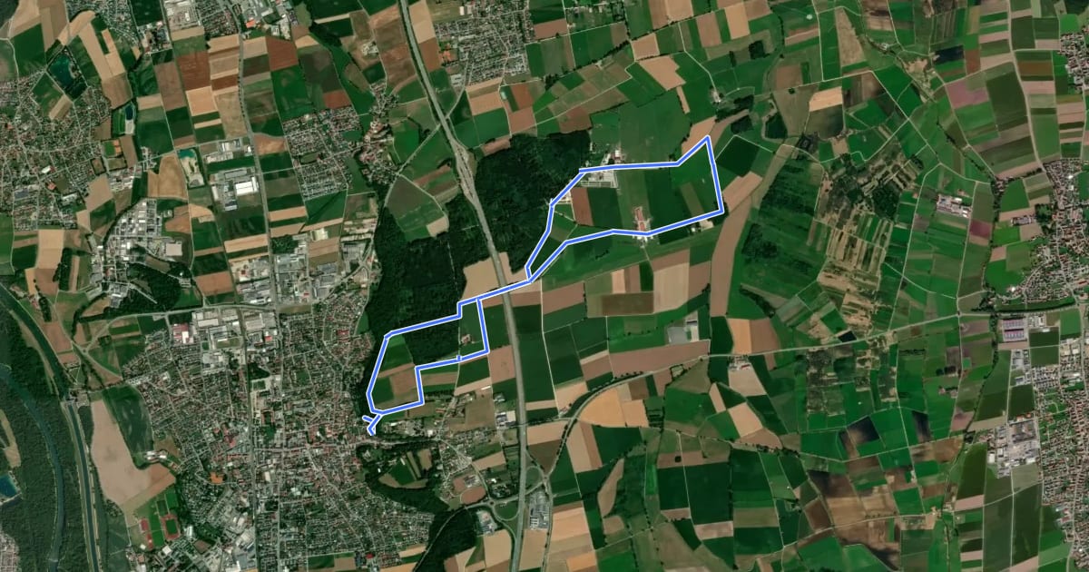 Маршрут Wanderweg 2 Stadt Illertissen на спутниковом снимке