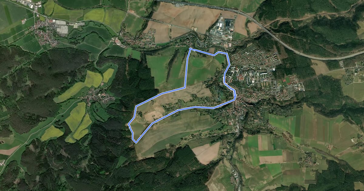 Маршрут Wanderweg 2 Stadtroda на спутниковом снимке