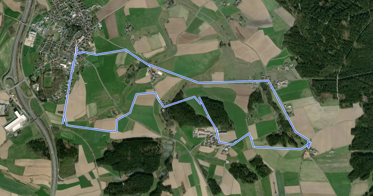 Маршрут Wanderweg 2 Thierstein на спутниковом снимке
