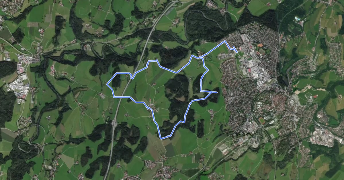 Маршрут Wanderweg 2 Wangen im Allgäu на спутниковом снимке