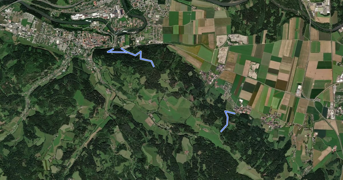 Маршрут Wanderweg 20 на спутниковом снимке