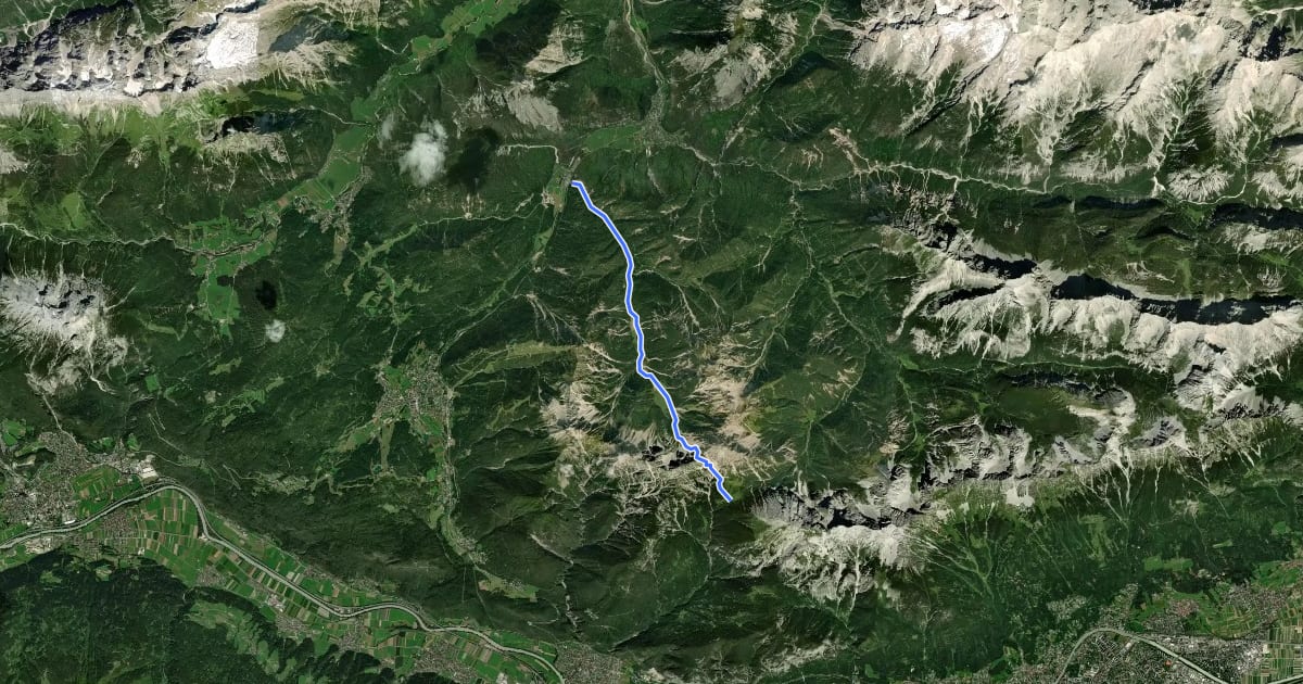 Маршрут Wanderweg 212 на спутниковом снимке