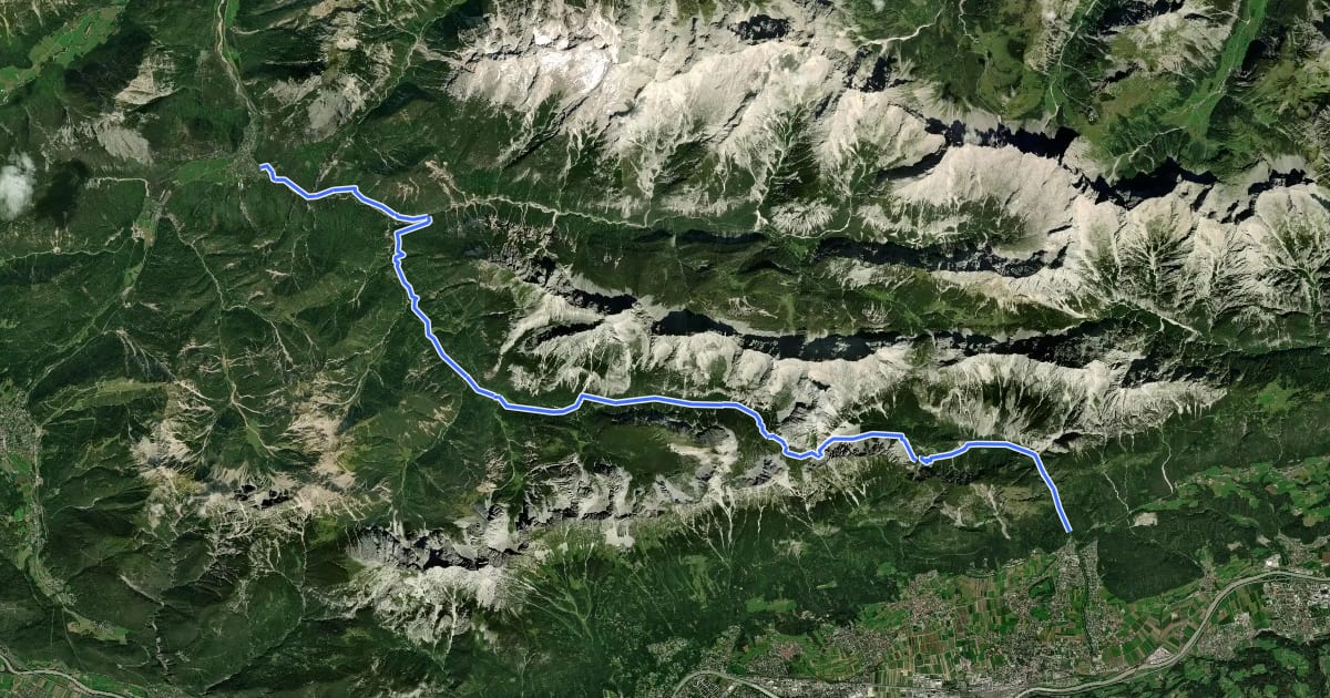 Маршрут Wanderweg 221 на спутниковом снимке