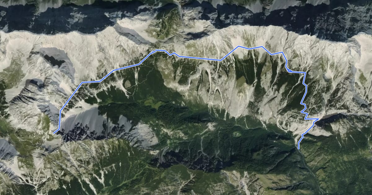 Маршрут Wanderweg 222 на спутниковом снимке