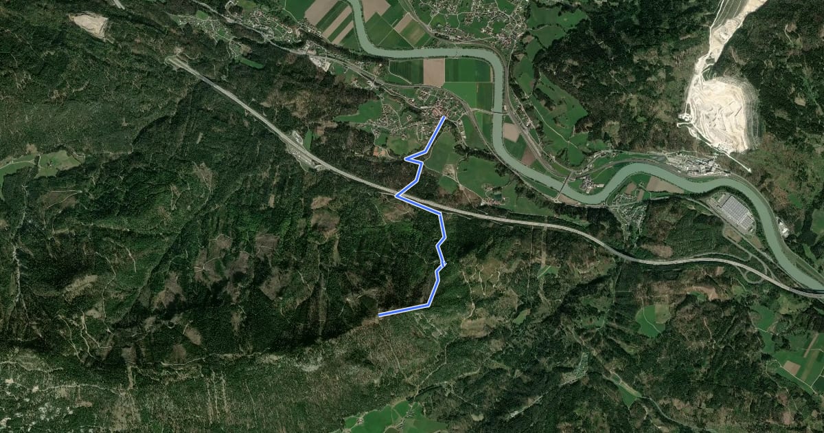 Маршрут Wanderweg 288B на спутниковом снимке