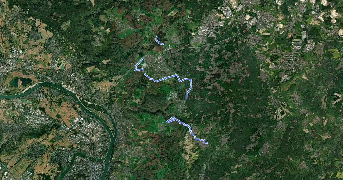 Маршрут Wanderweg 3 des Westerwald-Vereins e. V. на спутниковом снимке
