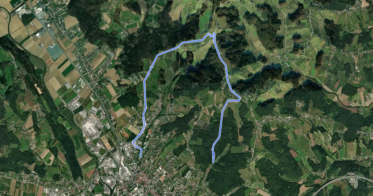 Маршрут Wanderweg 30 на спутниковом снимке