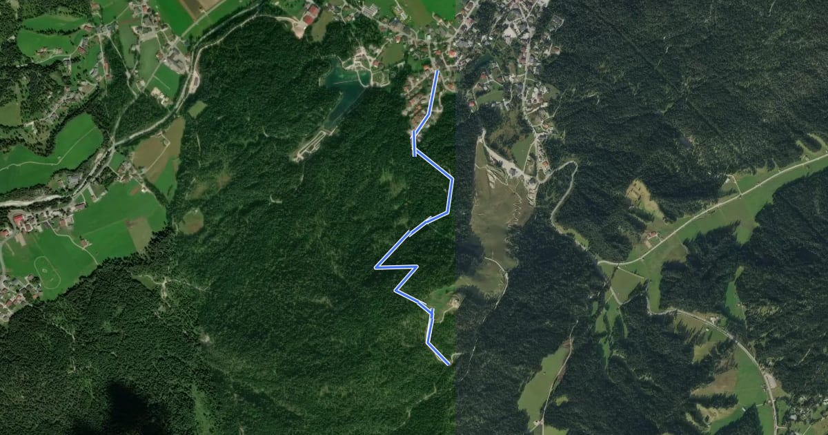 Маршрут Wanderweg 34 (gelb) на спутниковом снимке