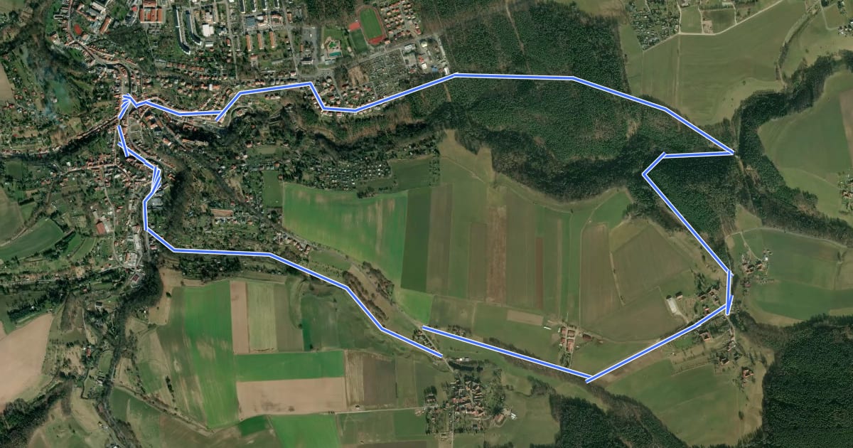 Маршрут Wanderweg 4 Stadtroda на спутниковом снимке