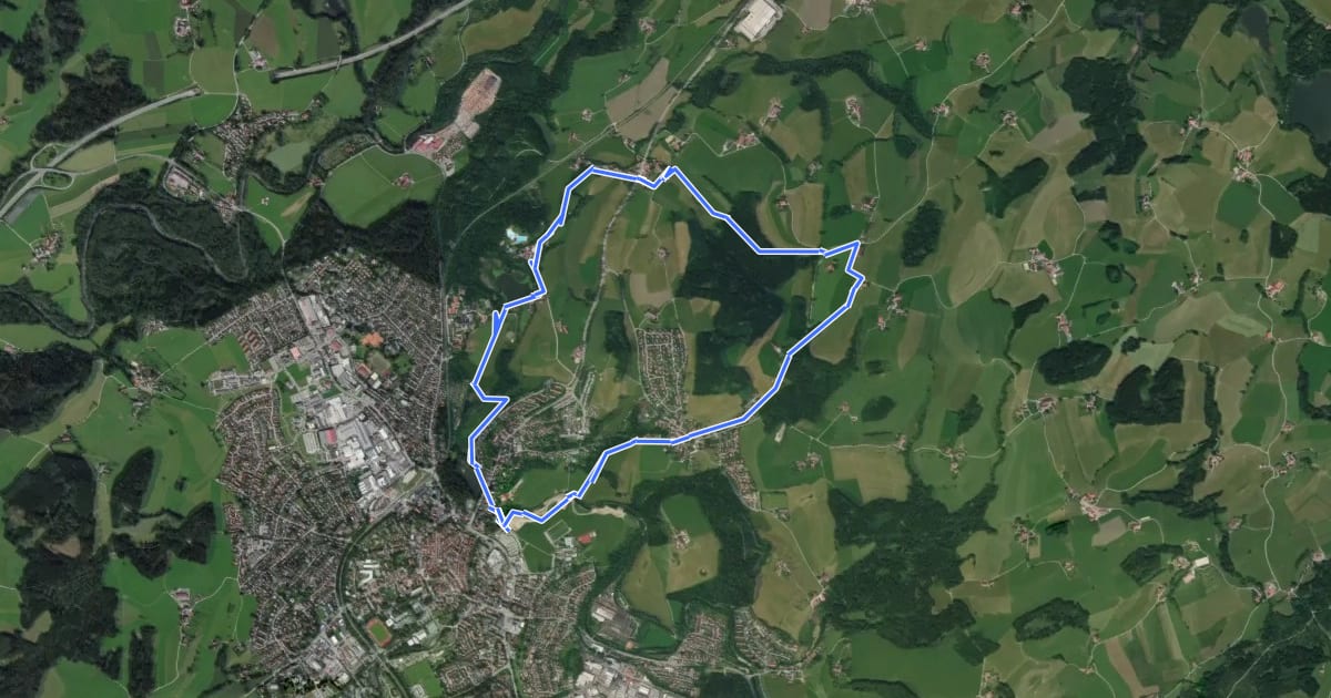 Маршрут Wanderweg 4 Wangen im Allgäu на спутниковом снимке