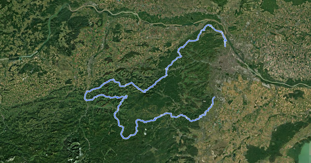 Маршрут Wanderweg 404 Wienerwald-Weitwanderweg на спутниковом снимке