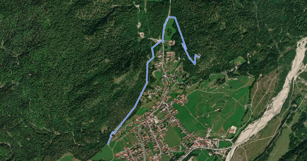 Маршрут Wanderweg 417 (Magdalena Neuner Panoramaweg, grün) на спутниковом снимке
