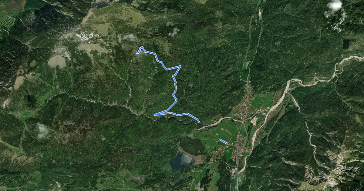 Маршрут Wanderweg 450 (blau) на спутниковом снимке