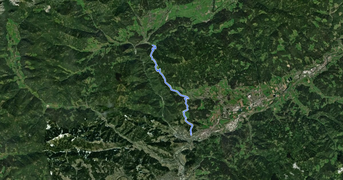 Маршрут Wanderweg 454 на спутниковом снимке