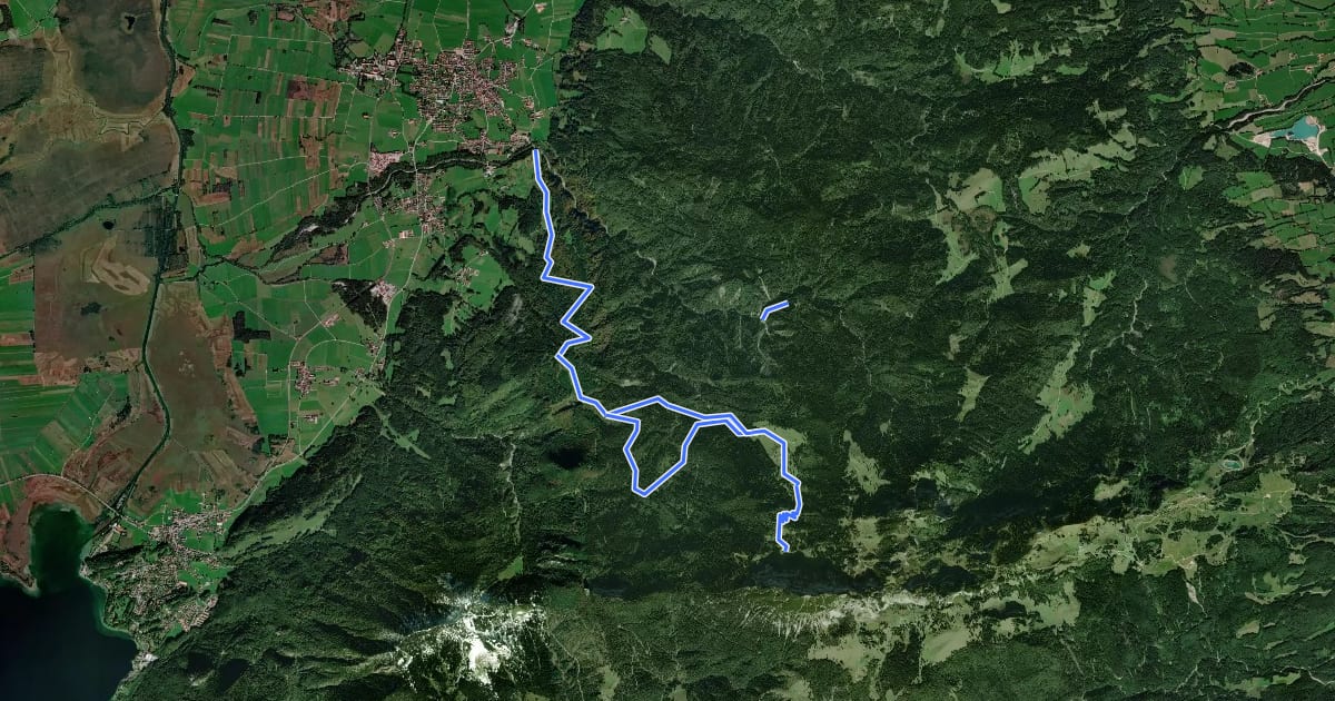 Маршрут Wanderweg 455 - Isarwinkel на спутниковом снимке