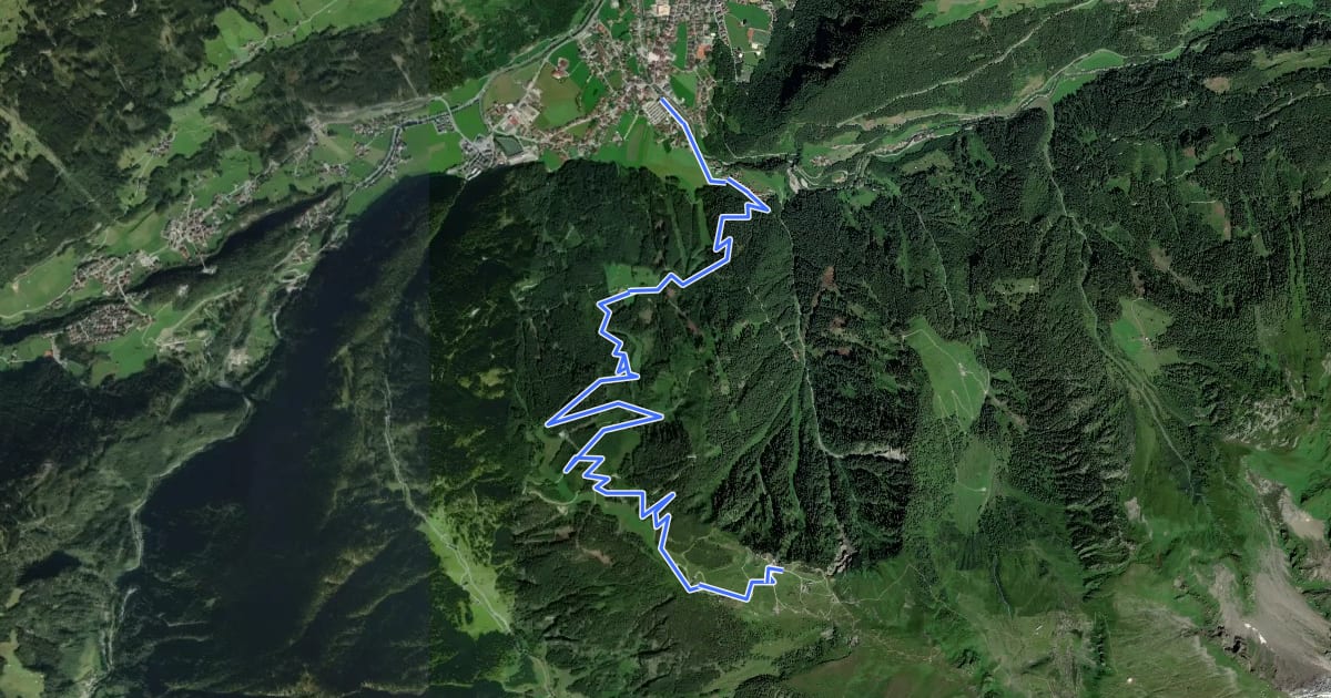Маршрут Wanderweg 46: Mayrhofen => Ahornbahn Bergstation на спутниковом снимке