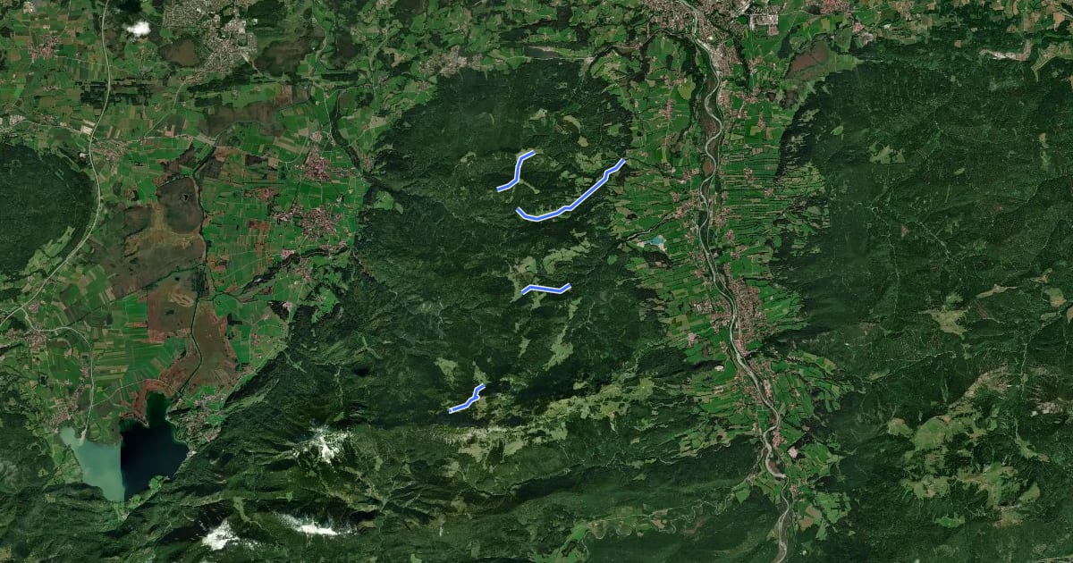Маршрут Wanderweg 460 - Isarwinkel на спутниковом снимке