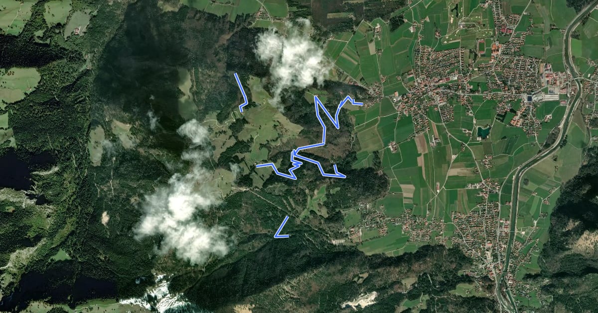 Маршрут Wanderweg 47 - Bernau/Grassau/Marquartstein на спутниковом снимке