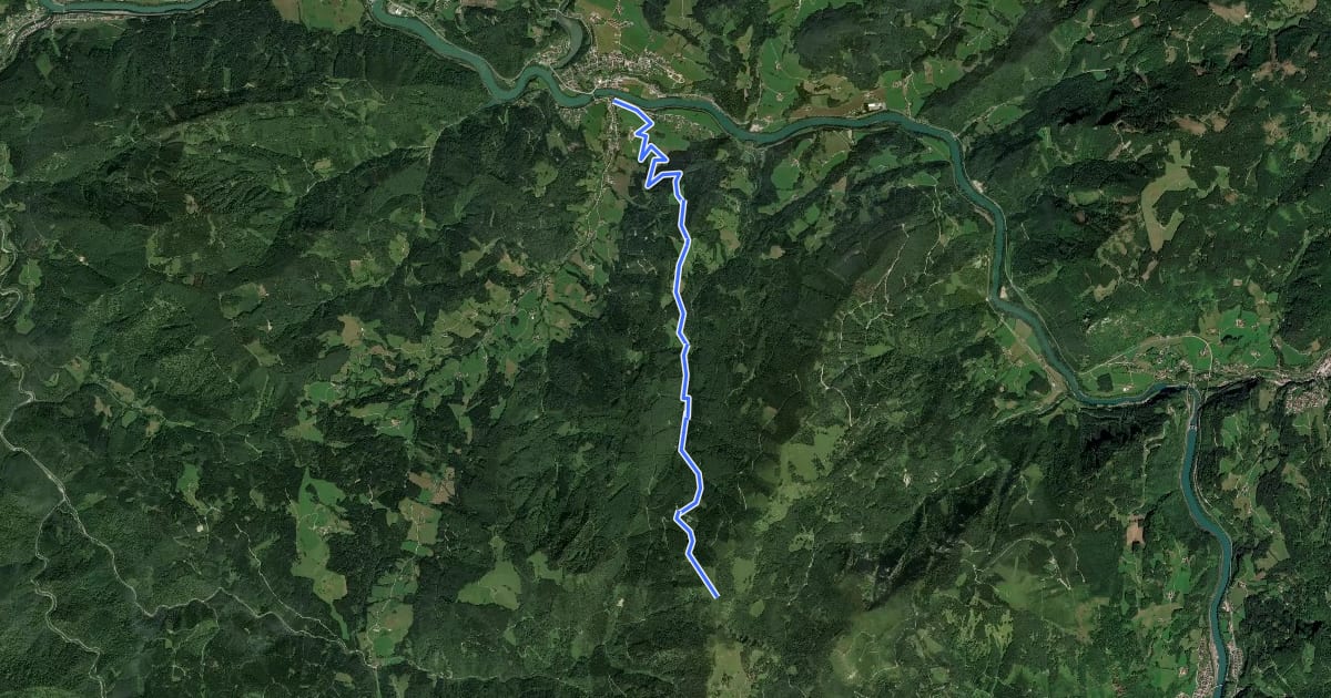 Маршрут Wanderweg 492 на спутниковом снимке