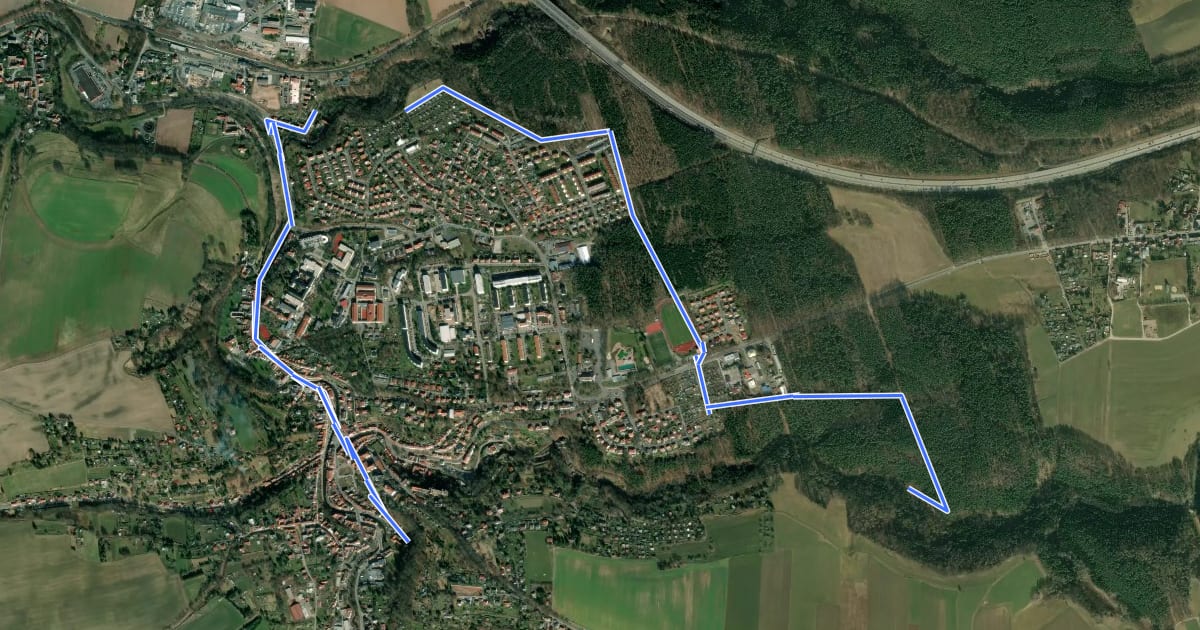 Маршрут Wanderweg 5 Stadtroda на спутниковом снимке