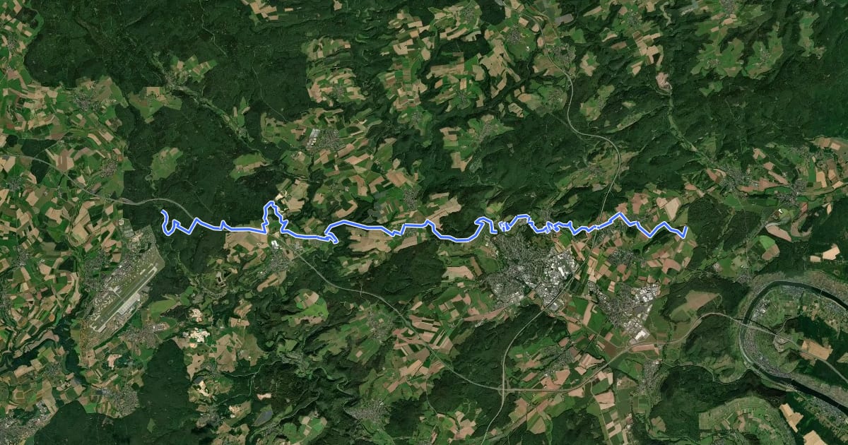 Маршрут Wanderweg 50. Breitengrad на спутниковом снимке