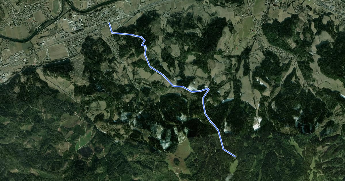 Маршрут Wanderweg 518 на спутниковом снимке