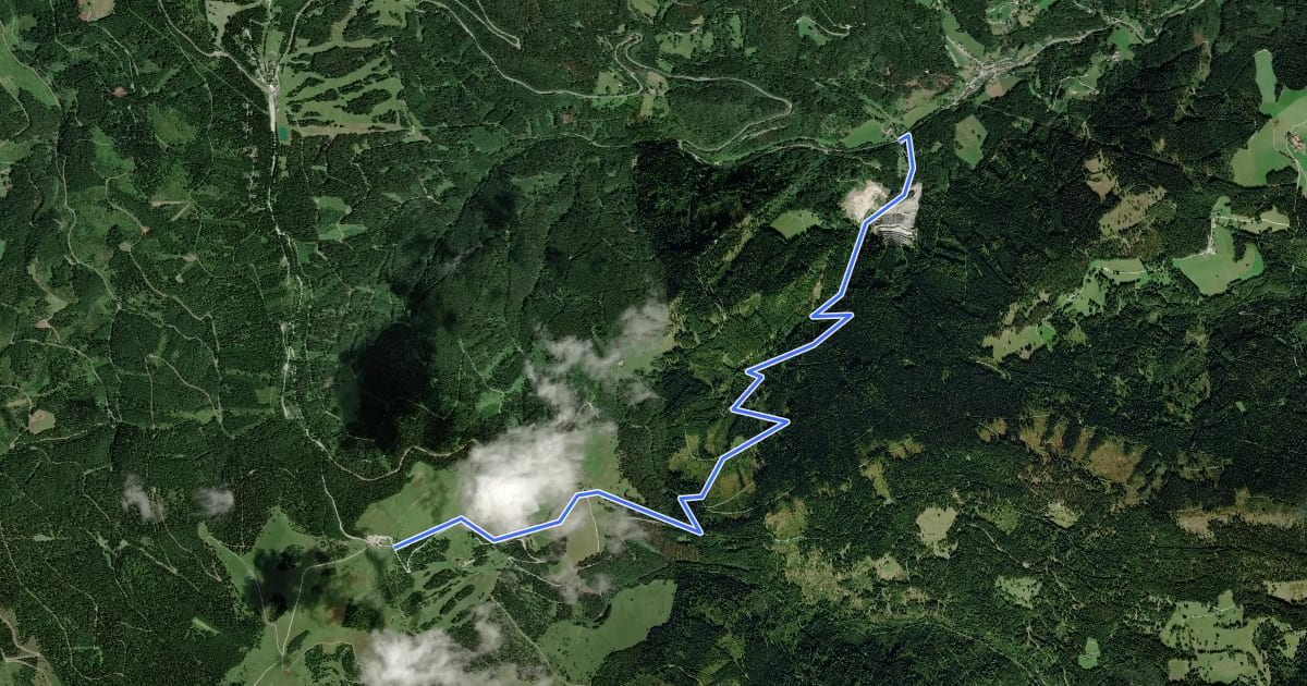 Маршрут Wanderweg 52 на спутниковом снимке