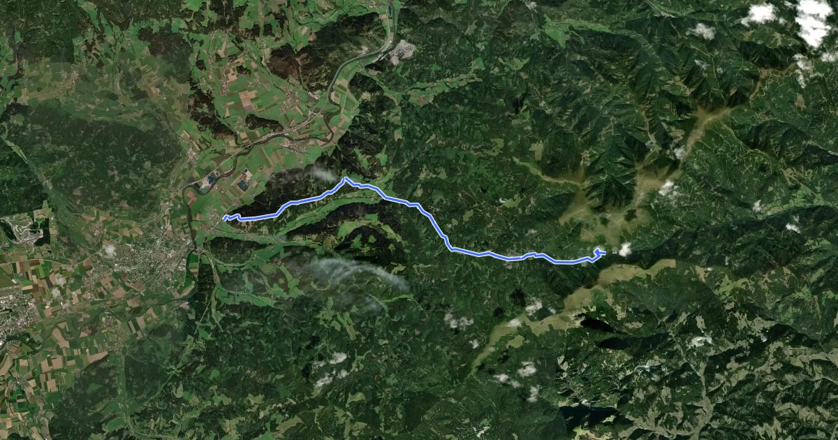 Маршрут Wanderweg 524 на спутниковом снимке