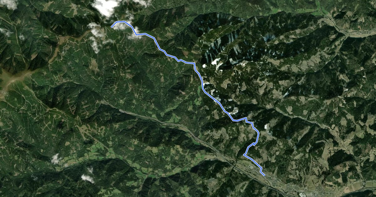 Маршрут Wanderweg 534 на спутниковом снимке