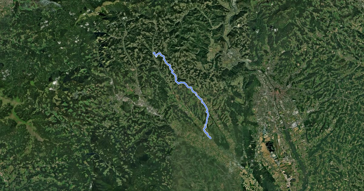 Маршрут Wanderweg 542 на спутниковом снимке