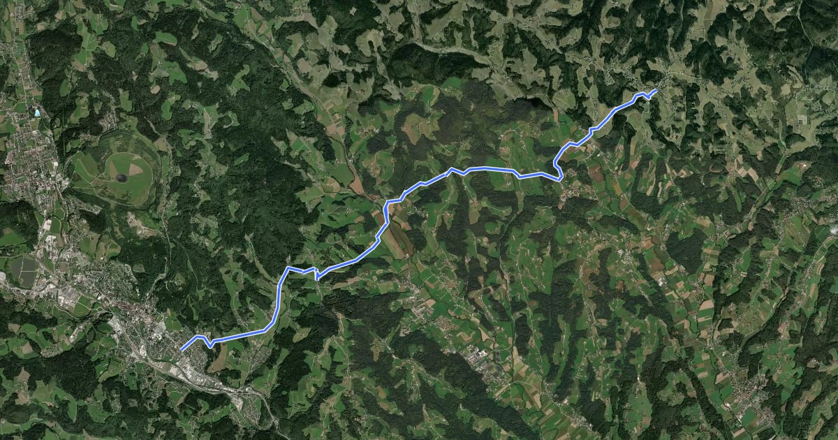 Маршрут Wanderweg 543 на спутниковом снимке