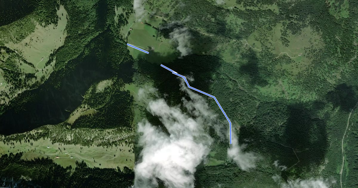 Маршрут Wanderweg 545b - Bayrischzell на спутниковом снимке