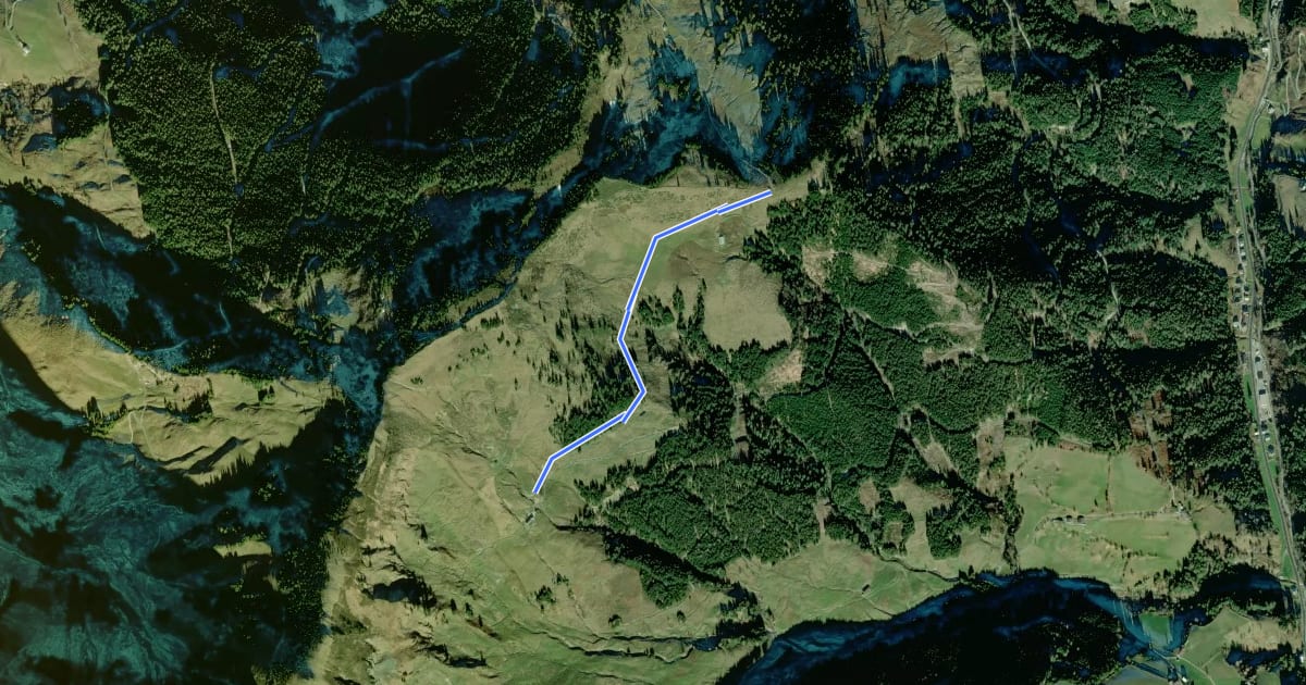 Маршрут Wanderweg 54b на спутниковом снимке