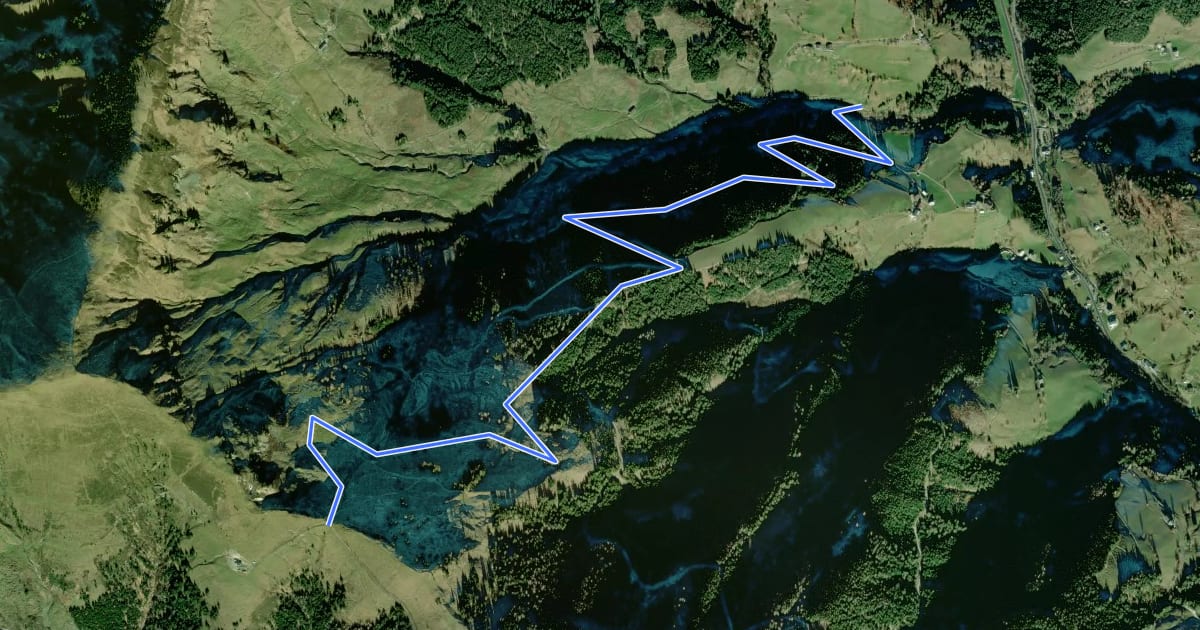 Маршрут Wanderweg 55 на спутниковом снимке