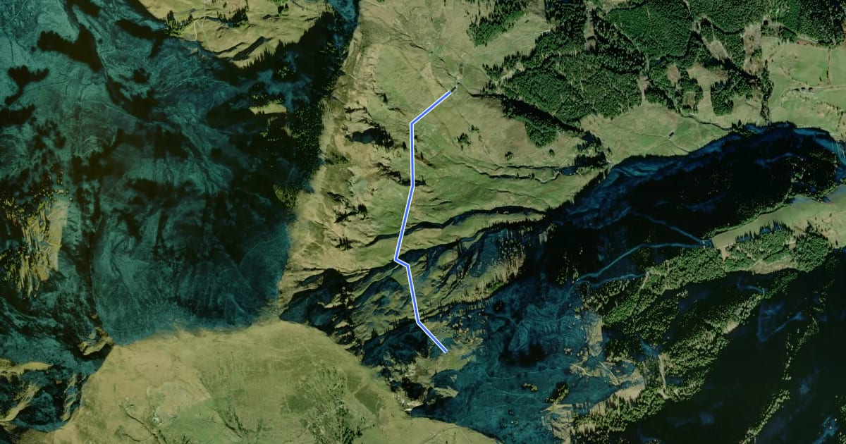 Маршрут Wanderweg 55b на спутниковом снимке
